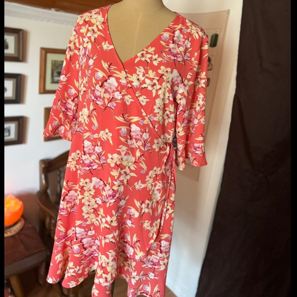 Long Sleeve Cherry Blossom Wrap Dress - Picture 1 of 3